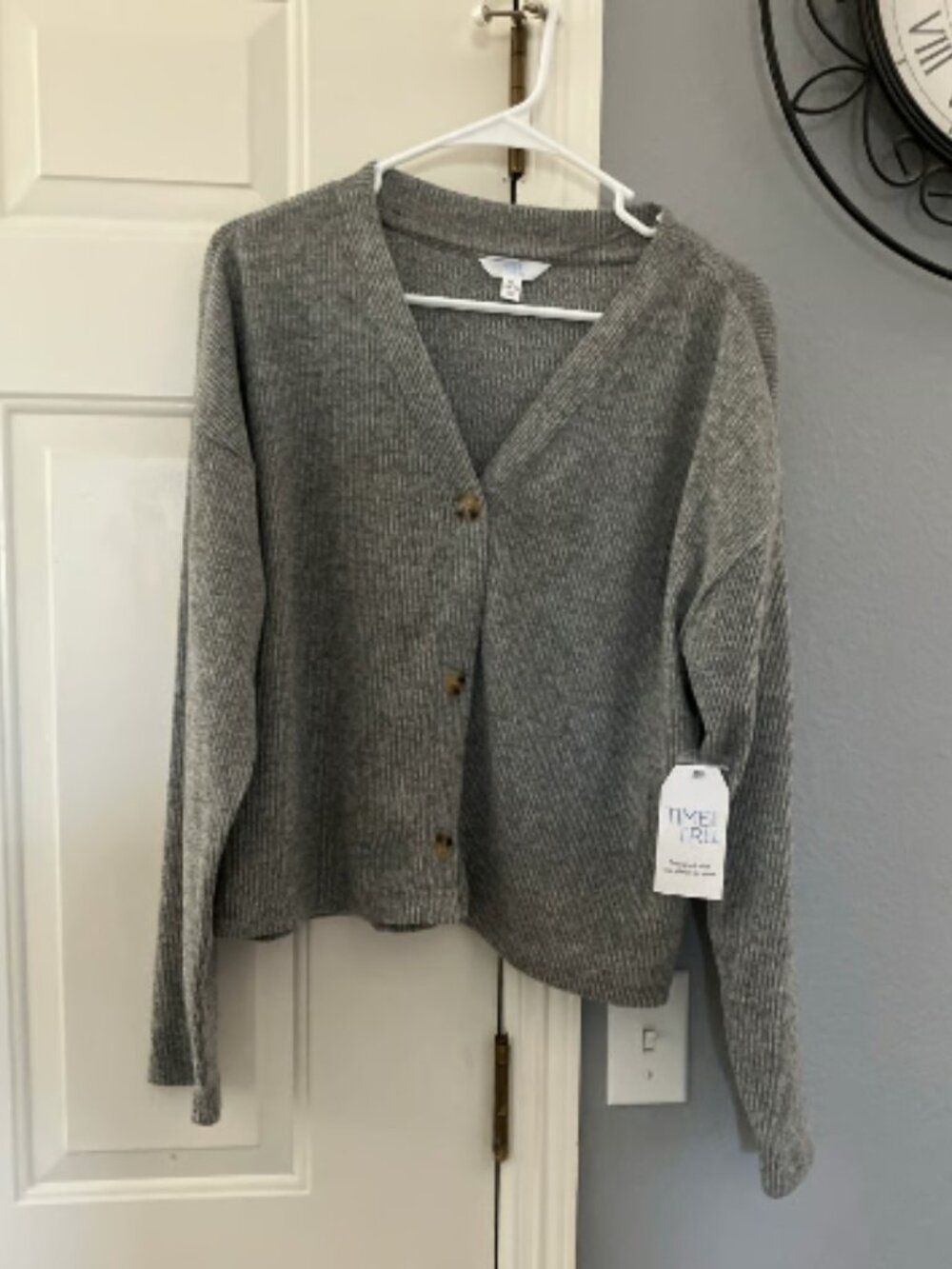 Time and Tru brand size XL Grey Cardigan NWT